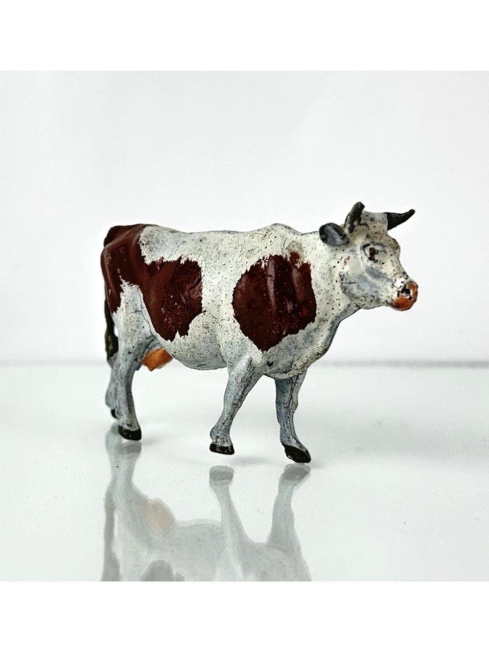 Vintage Britains Ltd. Metal Cow Figurine England Farm Animal 3" Standing